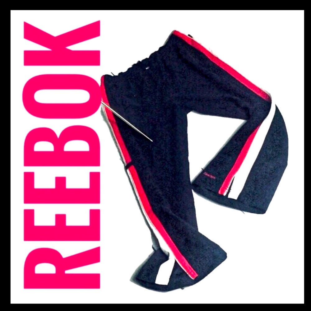 Reebok Wide-Leg • Side-Stripe Track Pants • Hidden Pocket • Perfect Condition